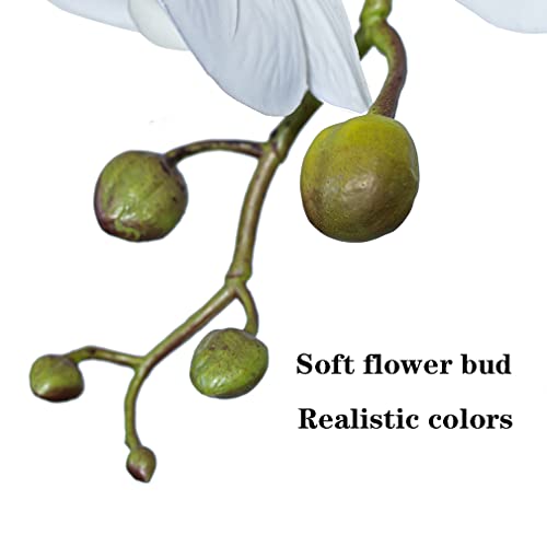 DUYONE 35 Inch Artificial Butterfly Orchid Flowers 4 Pcs Soft Touch Orchid Fake Phalaenopsis Flowers Stem Plants for Wedding Home Decoration (White Flowers 4pcs) - color: White Flowers 4pcs(not Include Vases)