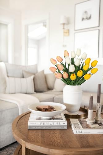 20 Pcs Artificial Tulips Flowers Mixcolor Real Touch Fake Tulips Fake Flowers for Mother's Day 13.5" Faux Tulips Faux Flowers Bulk Artificial Tulips Flowers for Vase Centerpieces Home Wedding Bouquet - color: Mixcolor Style3 #20