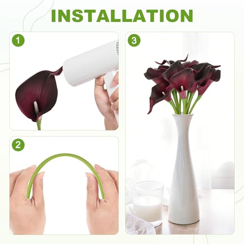 M METERXITY 10-Pack Black Purple Artificial Calla Lily Flowers,14 Inch Faux Calla Lily PU Bouquets Real Touch Faux Flowers for Home/Wedding/Christmas/Party - color: Black Purple