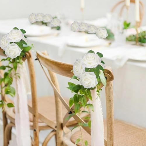 NONMON 100pcs Artificial Flowers White Roses for Decorations, Real Looking Fake Foam Roses Bulk with Stems Valentine's Day DIY Wedding Bouquets Bridal Shower Floral Arrangement Party Home Table Decor - color: Ivory