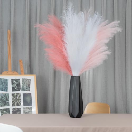 Pampas Grass Decor Tall, 43"/110cm Faux Pampas Grass 6 Stems Large Pompass Grass Branches Tall Bulk Boho Flower Arrangement for Home Room Wedding Party Decor - color: Blush&cream&pink