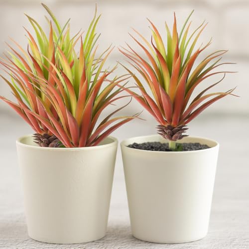 2PCS Artificial Succulents Plants Faux Succulents Unpotted Realistic Artificial Faux Succulent Yucca Vera Greenhouse small artificial succulents for DIY Home Garden Decoration Office(Autumn Green)