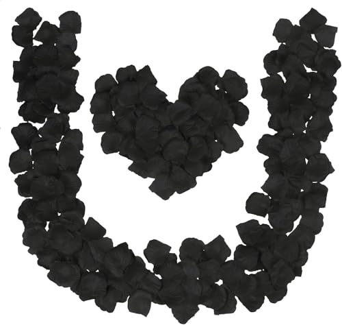 Grever 1000 Pieces Artificial Silk Rose Petals Faux Black Flowers for Wedding Valentines Proposal Anniversary and Romantic Party Decoration (Black) - color: Black