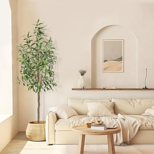 Artificial Olive Tree 5FT Tall Faux Silk Plant 60inch Fake Olive Tree with Trunk and Lifelike Fruits for Home Office Decor Indoor 1pack - color: 1pack, size: 5ft