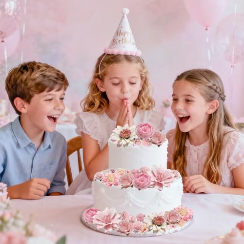 Fake Flowers Heads Bulk Pink Mini Artificial Silk Flower for Crafts, Small Artificial Daisy Roses Faux Flowers for Graduation Cap DIY Cake Wedding Party Home Garland Decoration - color: Pink