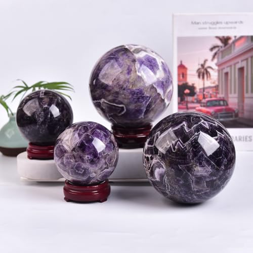 Large Dream Amethyst Crystal Ball with Stand Healing Crystals Sphere for Meditation, Divination, Witchcraft 120-130mm/4.7-5.1" - color: Dream Amethyst, size: 120-130mm/4.7-5.1"