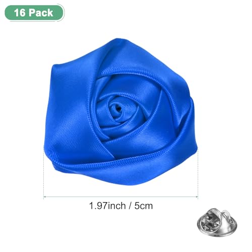 M METERXITY 16-Pack Lapel Pin for Men, Handmade Flower Brooch Button Pins for Men Suits, Formal Boutonnieres for Wedding/Groom/Corsage - color: Blue