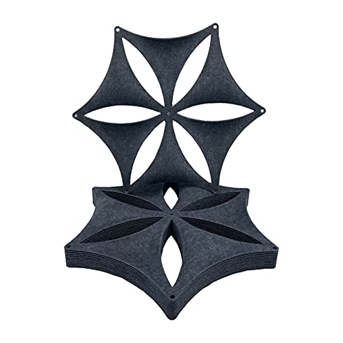 Felt Fiber Surface High Density Polyester Fiber Board 3D Flower Venus 14"x12" Hanging Room Divider Panel Cut Room Partition Home Decoratio(12 Pcs)(Black) - color: Black