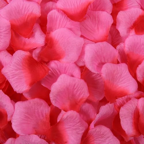 1000 Pcs Artificial Fake Rose Petals,Flower Petals for Romantic Night, Engagement, Party, Wedding, Event Flower Decorations, in Bulk(Light Rose with Dark Rose) - color: Light Rose With Dark Rose, size: 1000Pcs
