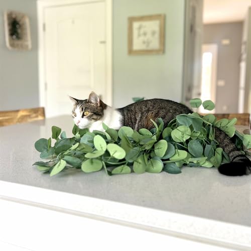 CQURE 12 Pack 84Ft Eucalyptus Garland,Artificial Eucalyptus Leaves Table Greenery Garland Wreath Vines for Wedding Party Table Fireplace Bedroom Wall Room Decor - size: 84Ft-12Pack-Green