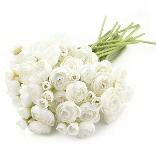 24 Stems Artificial Ranunculus Flowers - 96 Bloom Faux Silk Ranunculus Bouquet for Wedding Decorations, Home Décor, Holiday Arrangements & Large Event Centerpieces (Cream) - color: Cream