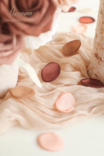 Floroom 300pcs Rose Petals Earth Tones Brown Faux Silk Flower Petals for Wedding Flower Girl Basket Aisle Scatter Dinner Table Centerpieces Party Confetti Bridal Shower Romantic Night Decoration - color: Earth Tones, size: 300pcs