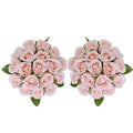 ZMZQ&flw 2 Bouquet Artificial Flowers 36 Heads Silk Pink Roses Fake Flowers Single Stem for Outdoor Bridal Wedding - color: Pink 36pcs