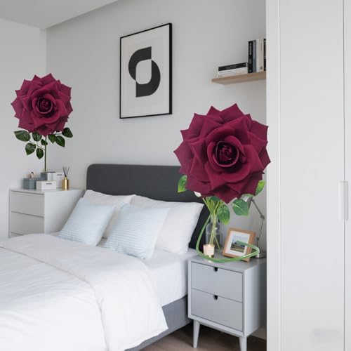 1 PCS 42-inch Giant Rose Large Decorative Flower, Wedding Window Display Background Decoration Rose, Valentine's Day (Dark red) - color: 03 Rose