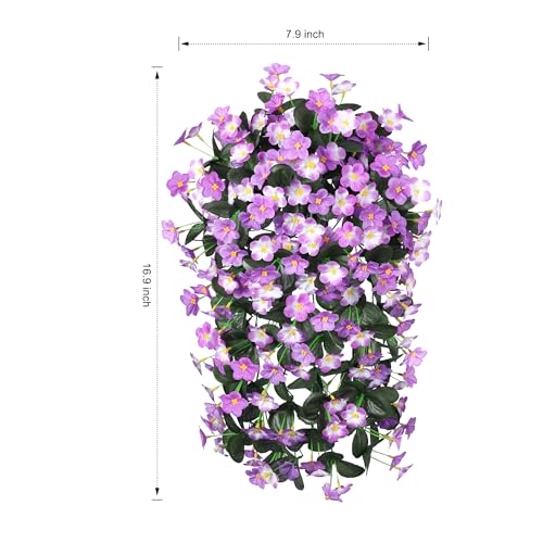 HyeFlora 2PCS Artificial Hanging Flowers for Outdoors Spring Decoration, Faux Daisy Plants Fake Silk Orchid Long Stems UV Resistant Mums for Home Garden Wall Party Indoor Outside Decor - color: Light Fuchsia+fuchsia