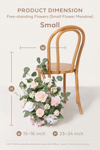 Ling's moment 17.5" Tall Free Standing Artificial Flowers Arrangements 2 pcs Wedding Aisle Runner Chair Decorations Blush & Cream Centerpieces for Ceremony Reception Rose Floral Floor Party Outdoor - color: Pk- Blush & Cream