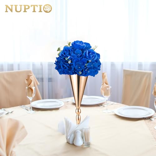 NUPTIO Royal Blue Flowers for Centerpieces: 2 Pcs 11.8 inch Diam Artificial Flower Balls for Centerpieces - Fake Flower Ball Arrangement Bouquet Rose Wedding Centerpieces for Tables Decorations - color: Royal Blue, size: 11.8" Diam - 2 PCS