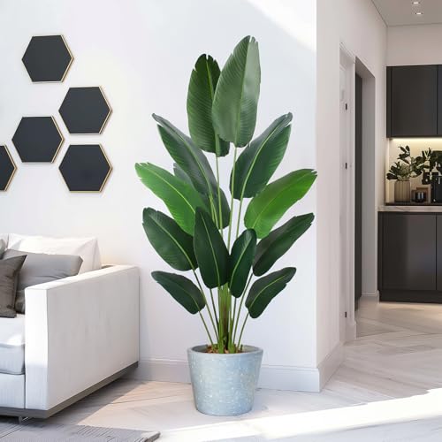 YEPDIN Artificial Bird of Paradise Plant 6 Ft Tall Fake Banana Leaf Plant for Indoors and Outdoors,Faux Palm Tree with Plastic Pot for Office and Home Decor,L180 - style: 6 FT