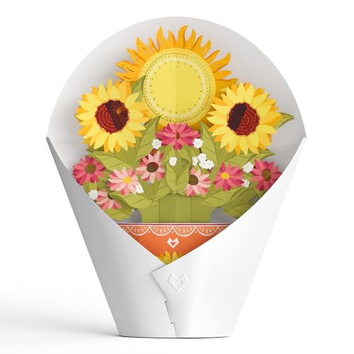 Lovepop Sunflower Sunshine Light-Up Bouquet - 3D Pop Up Paper Flower Bouquet for Her, Women, Mom, Friend (Birthday, Get Well, Thinking of You, Mother's Day) 12 Inch - Blank Notecard & Envelope Included - color: Sunflower Sunshine Light-Up Bouquet