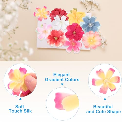 PATIKIL 100 Pcs Fake Silk Flower Heads, 1.6 Inch Artificial Cherry Blossom Faux Flower Heads for DIY Craft Wedding Party Home Wreath Decoration, Yellow/Pink - color: Yellow/Pink