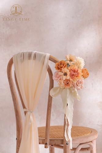 TINGE TIME Fake Flowers Artificial Flowers Peonies Bulbous Chrysanthemum Daisy Hydrangea Sunflower Violets Dahlia Daffodils Epiphyllum Orchid Cherry Blossom Camellia Leyaron (Blush & Champagne) - color: Blush & Champagne