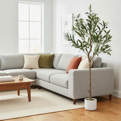 4FT Artificial Olive Tree with Silk Leaves & 14 Lifelike Fruits, Faux Olive Trees in Pot, Indoor Artificial Plants Fake Plants for Home Office Kitchen Decor - size: 6in