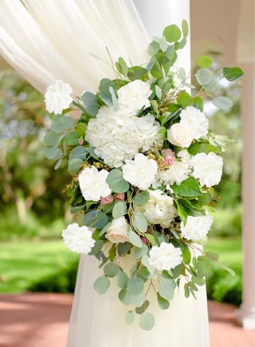 IPOPU White Carnations Artificial Flowers,6PCS Real Touch Fake Carnations 20'' Long Stem Faux Flowers for Tall Vases Home Wedding Party Table Centerpieces Decor (White) - color: White