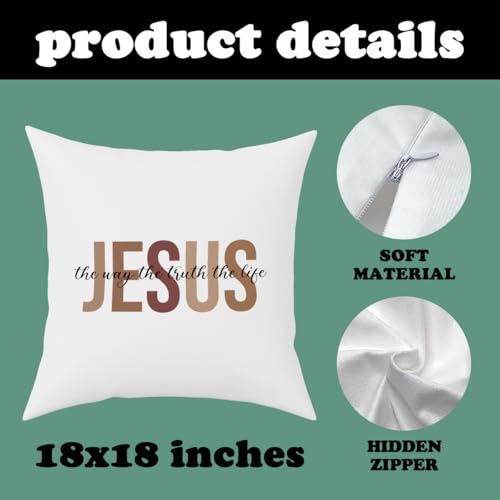 Fokongna Jesus Decoration Pillow Covers 18 x 18 Inch Christian Home Decor,Christian Gifts Prayer Room for Women Men Jesus Gifts, Religious Home Decor Bedroom and Living Couch Pillow Covers - color: Jesus Pillow