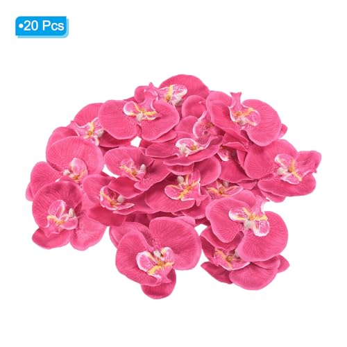 PATIKIL 9cm/3.5" Artificial Orchid Flower Heads, 20 Pack Silk Phalaenopsis Fake Butterfly Orchid Heads for Wedding Floral Bouquet Decor DIY Craft Making, Fuchsia - color: Fuchsia, size: 3.5"