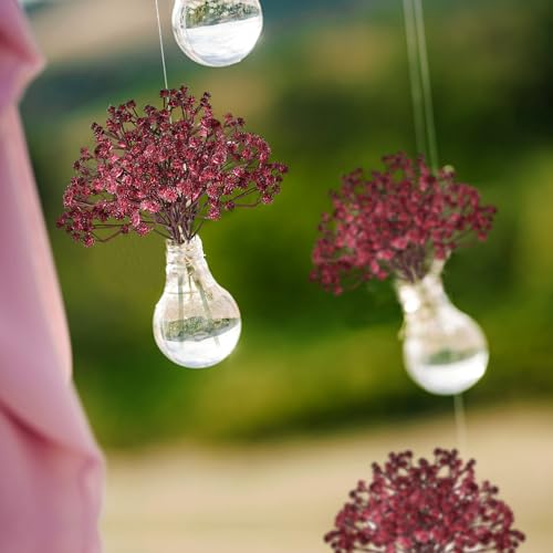Baby's Breath Artificial Flowers, Maroon/Burgundy, 18pcs | Fake Gypsophila, Realistic Flowers, Wedding Arches Bouquets, Table Centerpieces, Party Decor - color: Red
