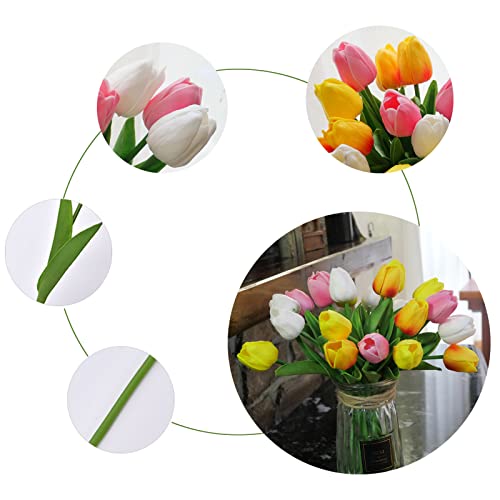 20pcs Real Touch Tulips PU Artificial Flowers, Fake Tulips Flowers for Arrangement Wedding Party Easter Spring Home Dining Room Office Decoration. (Multicolor, 14" Tall) - color: Multi Color