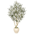 Realead Faux Olive Tree 7FT - Large Olive Trees Artificial Indoor with 15in Exquisite Planter - Tall Fake Olive Tree with Natural Trunk and Lifelike Leaves for Large Spaces & Elegant Home Office Decor - size: 7ft