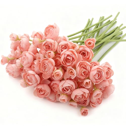 24 Stems Artificial Ranunculus Flowers - 96 Bloom Faux Silk Ranunculus Bouquet for Wedding Decorations, Home Décor, Holiday Arrangements & Large Event Centerpieces (Pastel Pink) - color: Pastel Pink