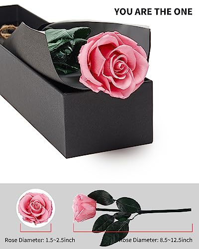 Coral Pink Flowers for Delivery Prime, Preserved Pink Roses Flower Gifts for Women, Real Roses Single Rose Gifts for Her, Mom Birthday Gifts from Daughter, Valentines Flowers - color: 08-coral Pink