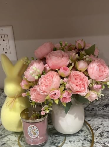 Artificial Peonies Silk Flowers, Pink Faux Peony Bouquet 2 Bundles Florals Arrangements for Farmhouse Home Boho Wedding Table Centerpiece, Fake Plastic Flower Bulk for Vase Decoration (Light Pink) - color: Light Pink, size: 2PCS