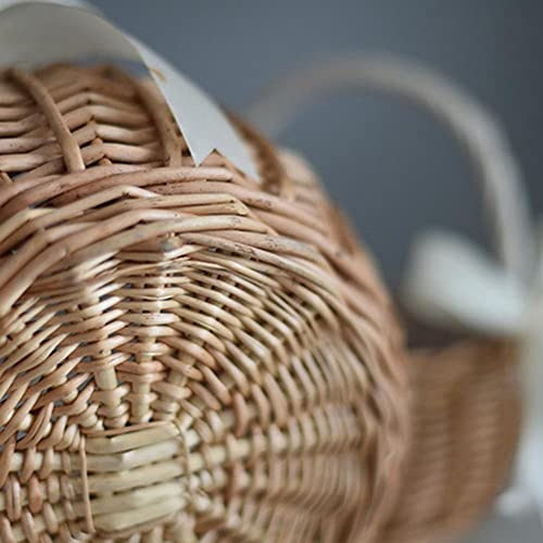 Vctitil Wicker Rattan Flower Basket,Wedding Flower Girl Basket Hand Woven Flower Basket Decoration,Candy Storage Basket Home Decoration(S,white) - color: white