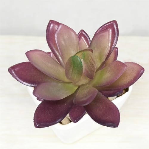 Artificial Succulent Plants in Pot - 1Pcs Treasure Lotus Realistic Fake Potted Succulents for Home Decor, Desk, Office, Bathroom, Windowsill - Indoor Houseplant for Bedroom, Kitchen, Shelf - color: Treasure Lotus