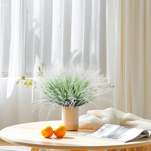 RECUTMS 12Pcs Artificial Grasses for Outdoor Planters Outdoor Greenery White Plastic House Plants Faux Grass for Planters Wedding Indoor Outside Garden Porch Home Office Window Box Decor(White) - color: White Grass