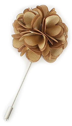Flairs New York Gentleman's Essentials Premium Handmade Flower Lapel Pin Boutonniere - color: Champagne Gold [Camellia]