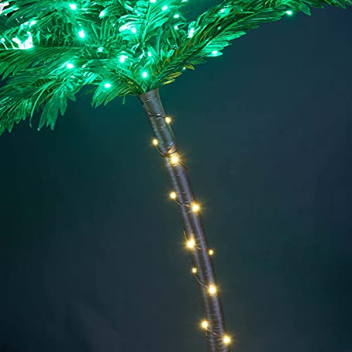 Lightshare 5 Feet Palm Tree 96LED Lights Artificial Fake Tree Decoration for Tiki Bar Outside Patio Porch Pool Christmas Nativity - size: 5ft