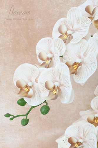 Floroom 2pcs Faux Phalaenopsis Orchid Fake Artificial Flower with Stems, Real Touch Large Blooms 40 Inch for DIY Bouquets, Wedding Centerpieces & Home Decor, Warm Beige - color: Warm Beige