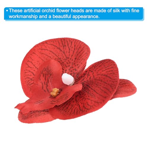 PATIKIL 7cm/2.8" Artificial Orchid Flower Heads, 20 Pack Silk Phalaenopsis Fake Butterfly Orchid Heads for Wedding Floral Bouquet Decor DIY Craft Making, Red - color: Red, size: 2.8"