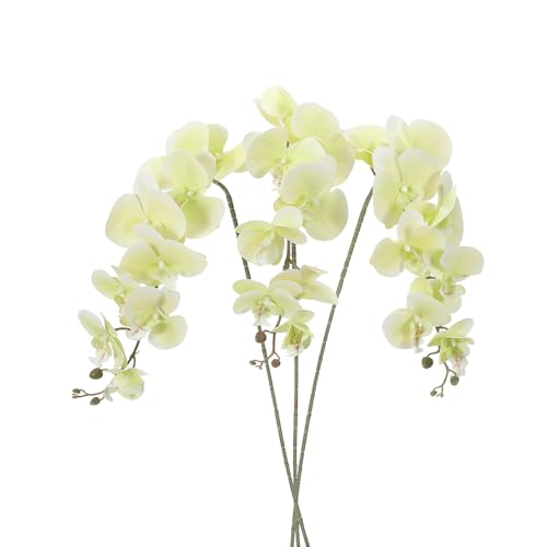 PATIKIL Artificial Orchid Stems 41", 3 Pack 9 Heads Faux Phalaenopsis Flowers Real Touch Fake Orchid Flower Branch for Vase Home Wedding Decoration, Light Green - color: Light Green