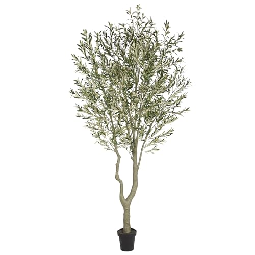 Nafresh Majestic Faux Olive Tree 10ft – Artificial Olive Tree Indoor & Outdoor with Lifelike Leaves & Textured Branches for Living Room, Office, Entryway,Patio