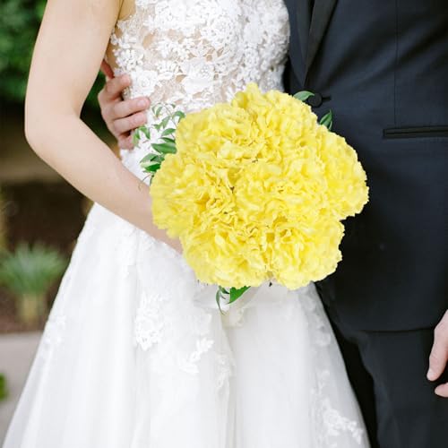 IPOPU Carnations Artificial Flowers,6PCS Real Touch Faux Yellow Carnations 20'' Fake Silk Flowers Bulk for Wedding Bouquet Party Table Centerpieces Home Decor (Yellow) - color: Yellow