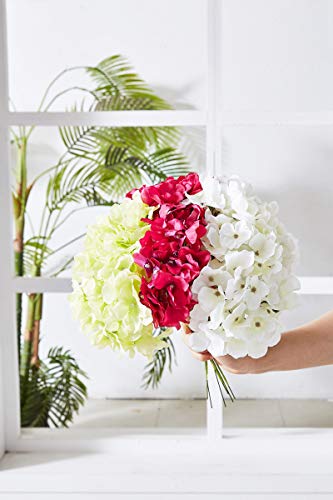 Artificial Hydrangea Flowers Fuchsia 10 Heads Hydrangea Silk Flowers Head for Wedding Centerpieces Bouquets DIY Floral Decor Home Decoration with Long Stems - color: 10pcs Fuchsia, size: Large