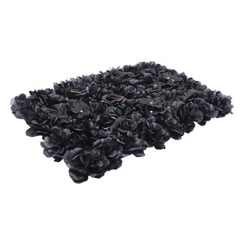 Black Flower Wall Panel,6pcs 23.62" X 15.75" Black Rose Panel Artificial Hydrangeas Flowers Panel Silk Fabric Wall Mat For Halloween Thanksgiving Photography Home Wedding Party Event Wall Decor - color: Black Roses, size: 6 pieces