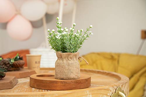 Velener Babys Breath Artificial Flowers in Small Burlap Bag Vases 3Pcs -Gypsophila Faux Flowers Farmhouse Home Coffee Table Bookshelf Office Desk Decorations Kitchen Dining Room Fake Plants Indoor - color: White/Purple/Pink