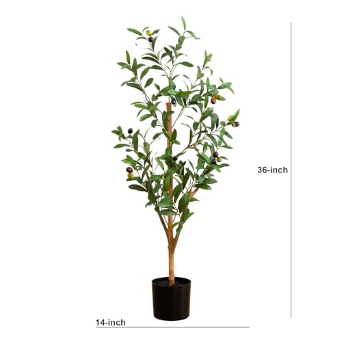 Nearly Natural Olive Tree - 3FT Tall Silk Faux Olive Tree for Home and Office Decor, Realistic Branches and Lifelike Fruits, Natural Wood Trunk, Potted - size: 3ft