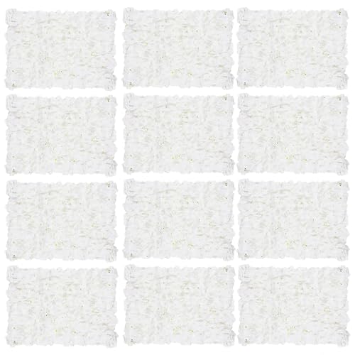 Flower Wall Panel Backdrop: 12 Pcs 24 x 16 Inch White Artificial Hydrangea Floral Panels - color: White, size: 12 PCS
